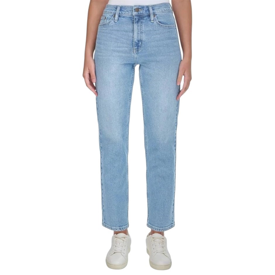 CALVIN KLEIN Women's High Rise Straight 27in Jean, Size 28, 99% Cotton, Sof