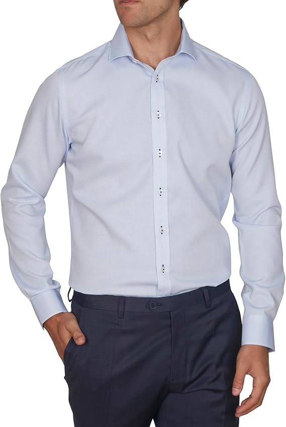 ABELARD Men's Waffle Slim Dobby Shirt, Size M, Sky, A222112128. RRP: $109.