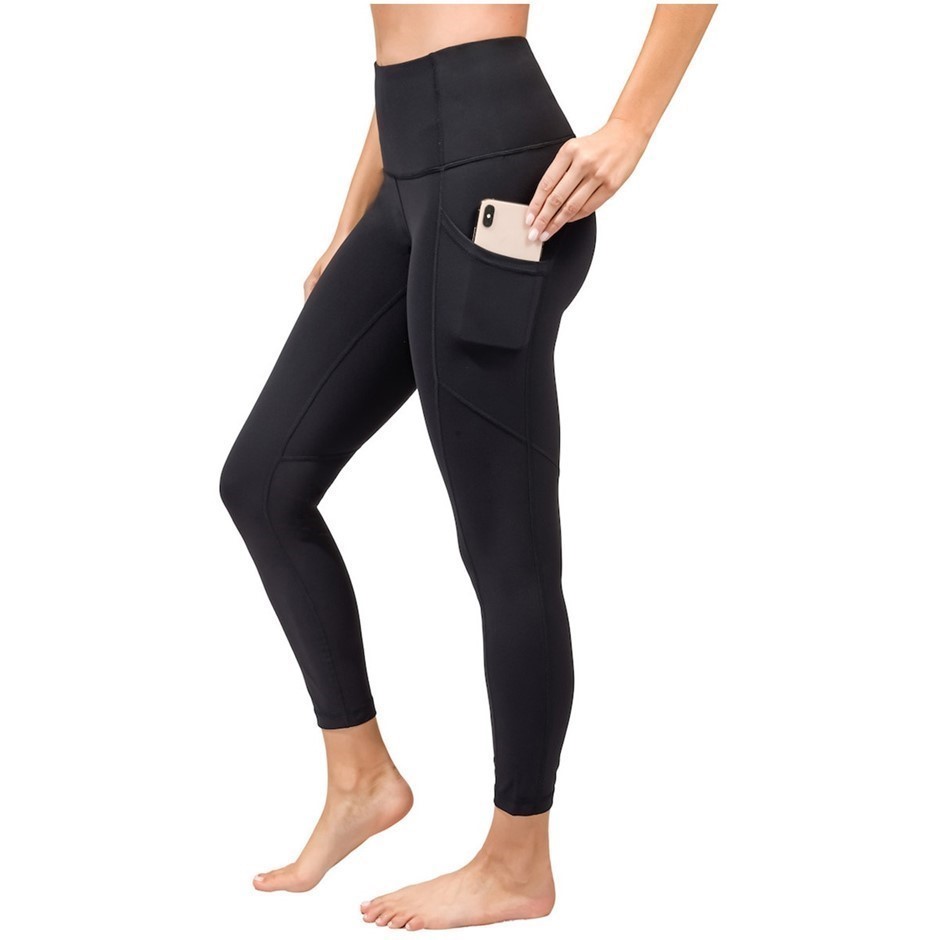 3 x 90DEGREE Women's Leggings, Size M, 75% Nylon, Black. Buyers Note - Dis