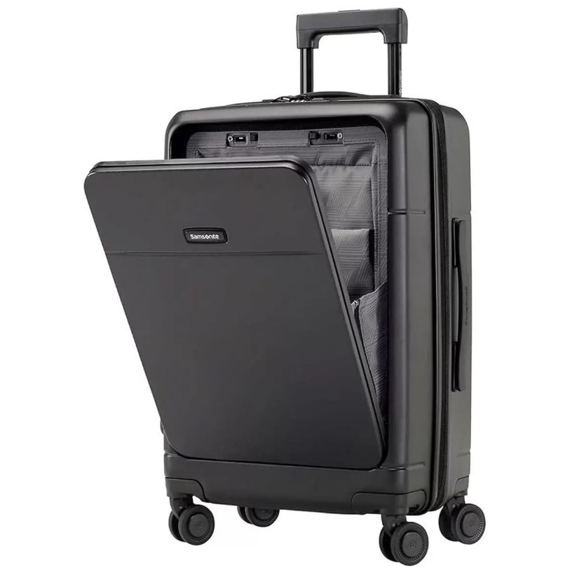 SAMSONITE Sentinel Carry On Luggage, 55cm, Black. NB: Minor use, has scratc