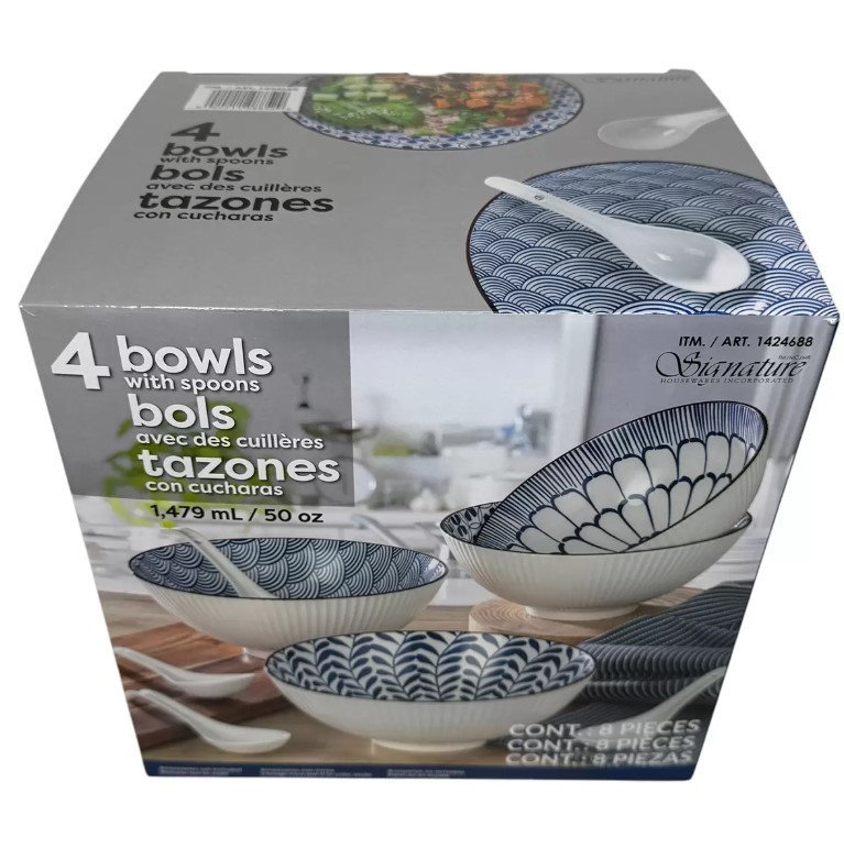 SIGNATURE Bowls With Spoon 8 Piece Set.