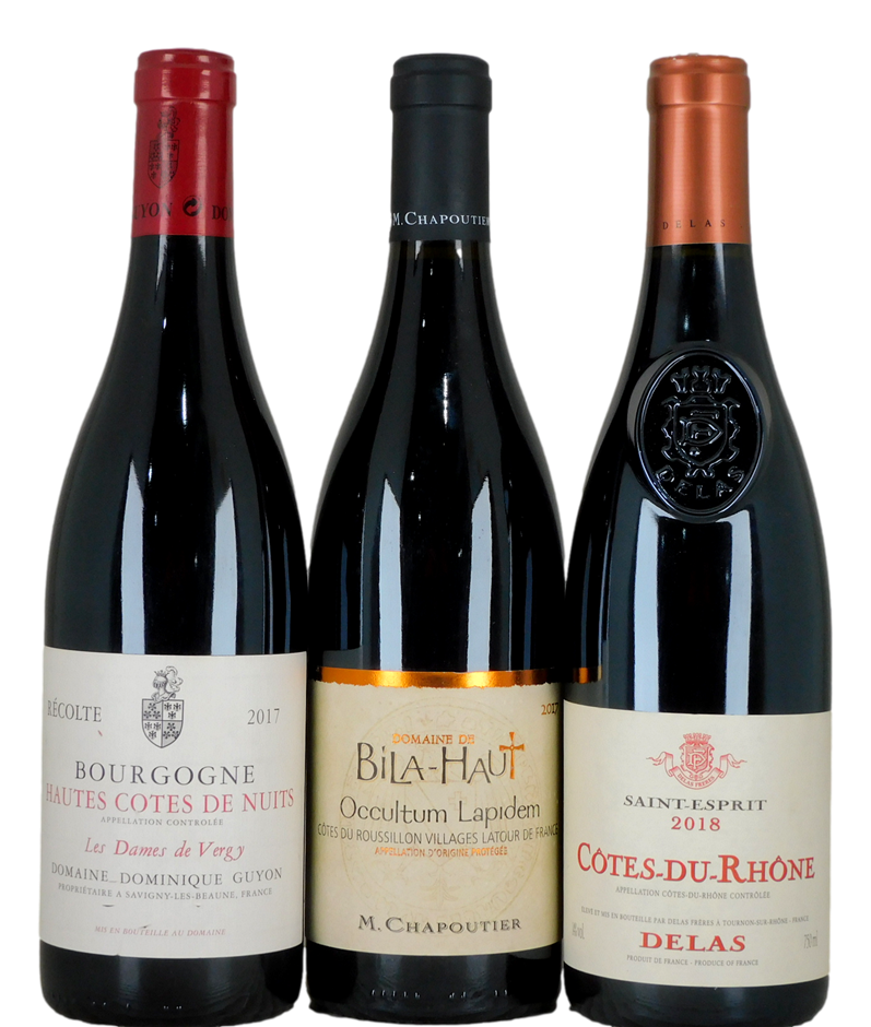 Mixed French reds (3x 750mL)