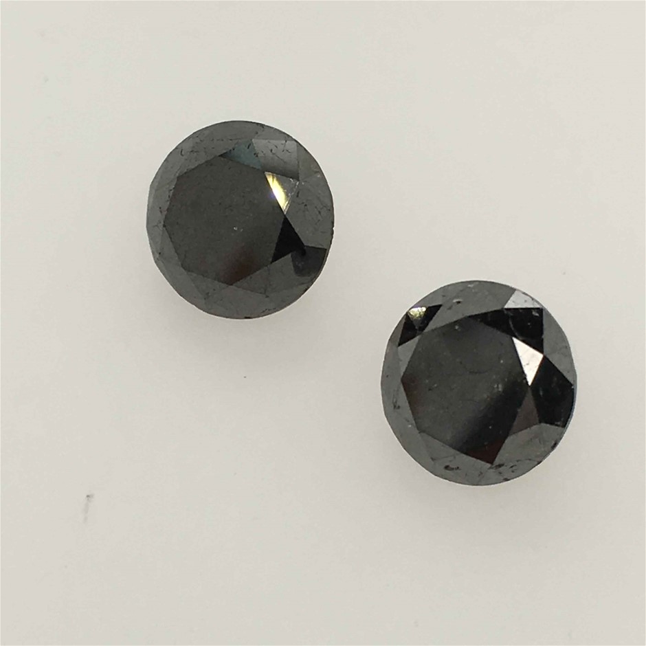 Two Stones Black Diamond Round 3.78ct