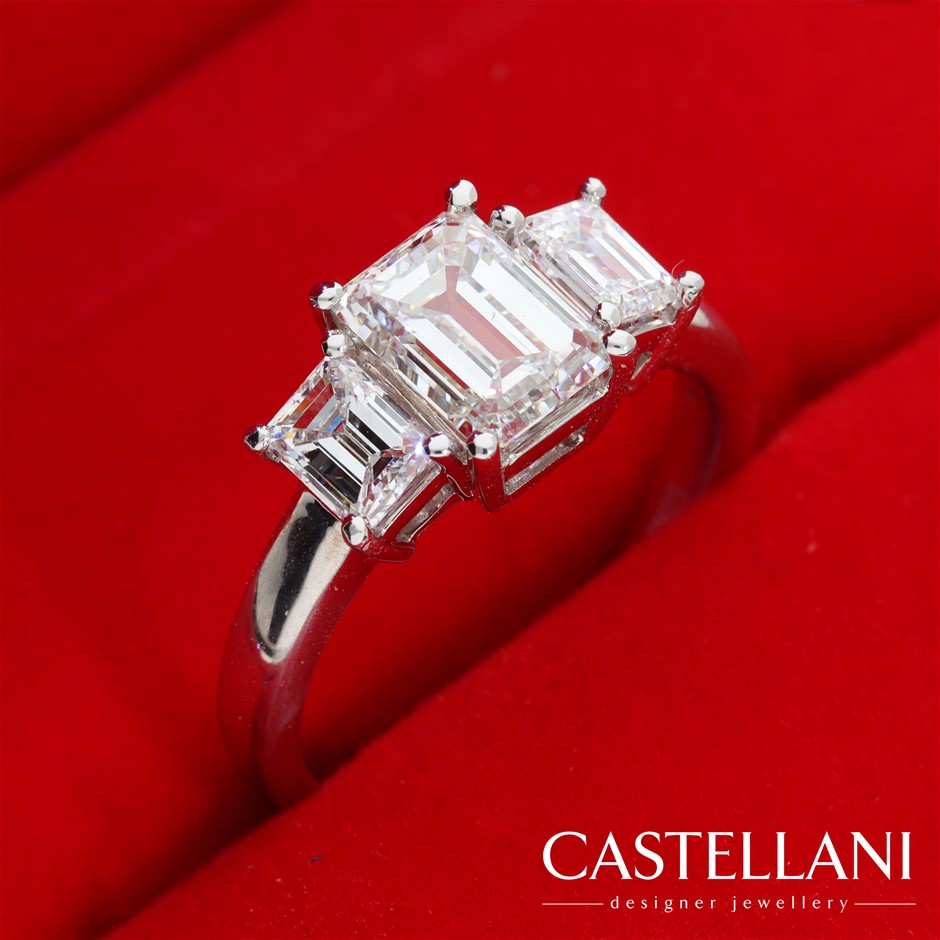 2.36tcw Triple GIA Certified 18k White Gold Engagement Ring