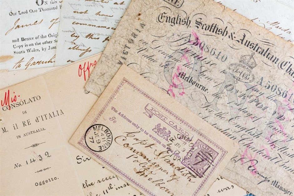 8 x Asstd postcard, bills of exchange, correspondence, printers proofs