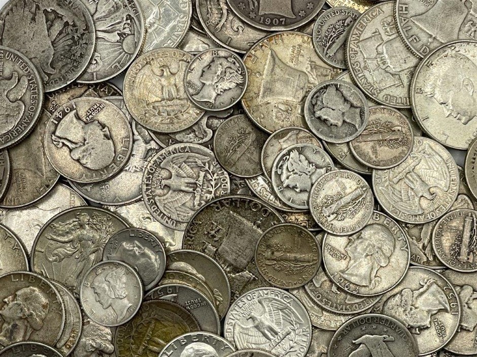 Approx. 100 x Asstd USA silver coins, c.1907-1964