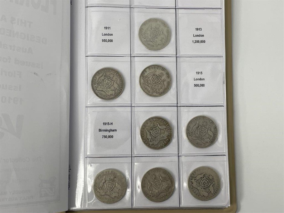 Approx. 45 x Asstd Australian Pre-decimal Florin coins C.1912-63