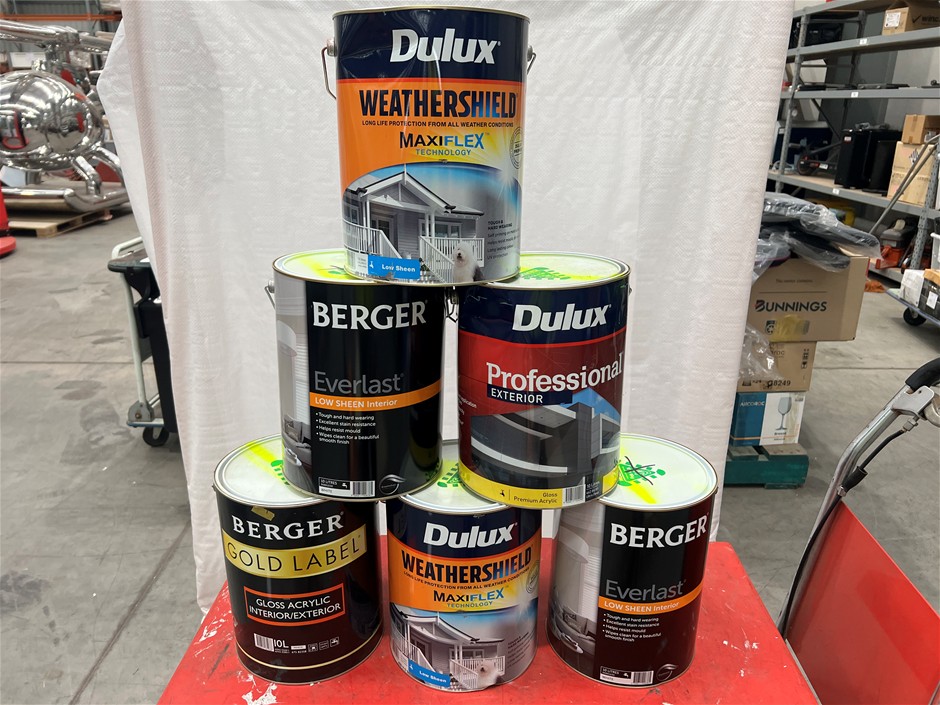 Assorted 10Lt Tins of Paint x 6