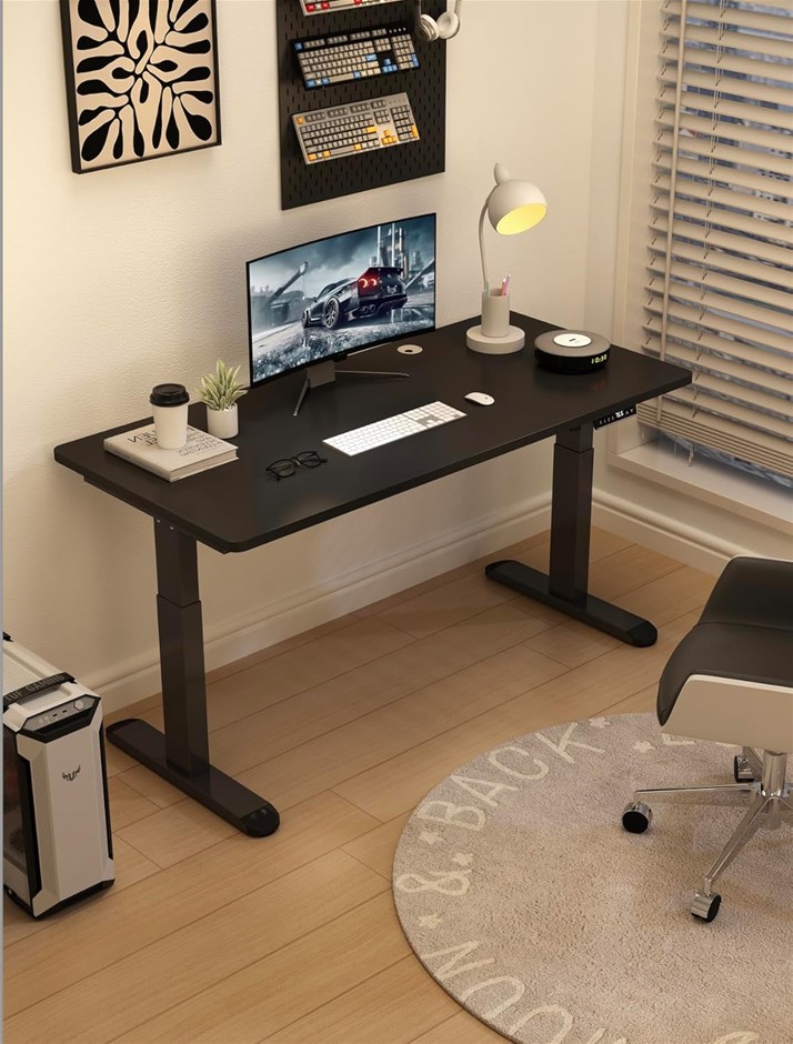ERGOWAVE Dual Motor Electric Standing Desk, 140 x 70cm, Black.
