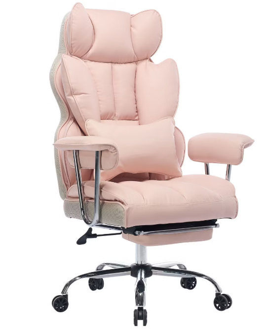 EFOMAO X Embroidery Desk Office Chair Faux Leather with Adjustable High Bac