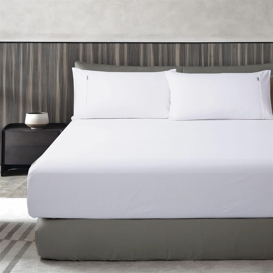 LUXTON 1000TC Egyptian Cotton Fitted Sheet Set, NO Flat Sheet, King, White.