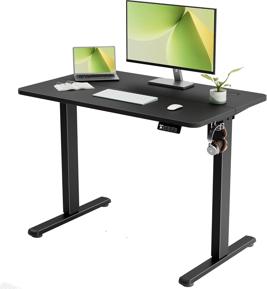 ERGOMAKER Height Adjustable Electric Standing Desk, 100x60cm, Black.
