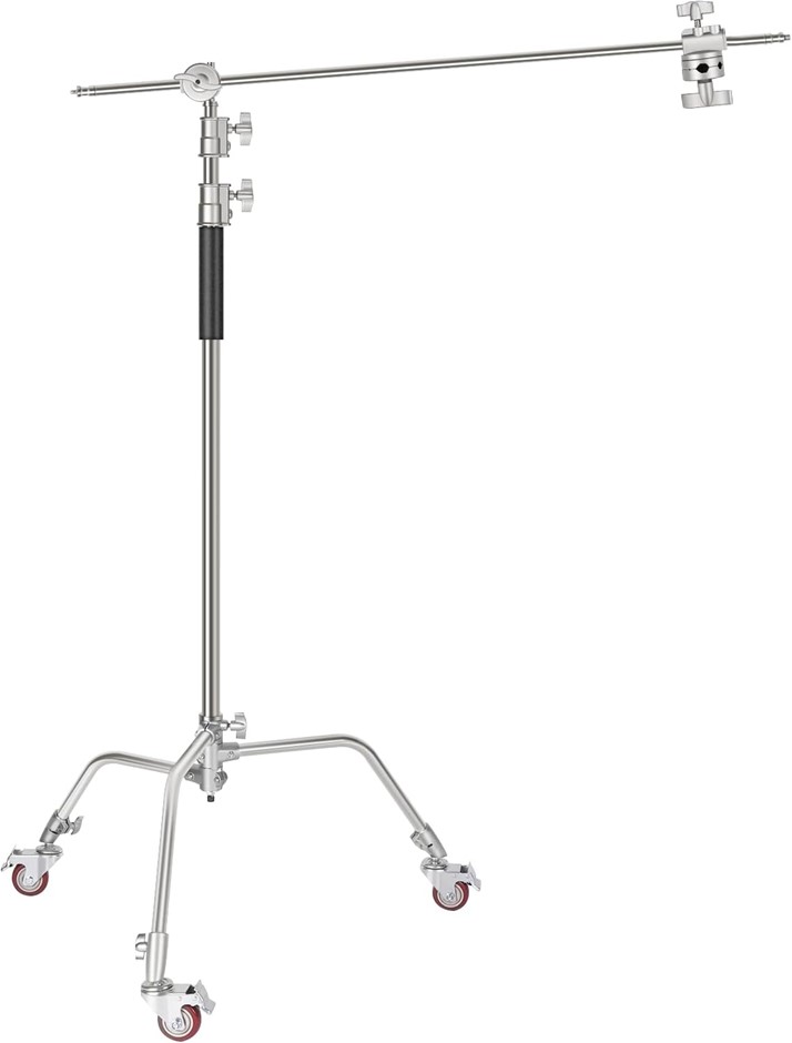 NEEWER Pro 100% Metal C Stand Light Stand with Wheels, Max. Height 10.8ft/3