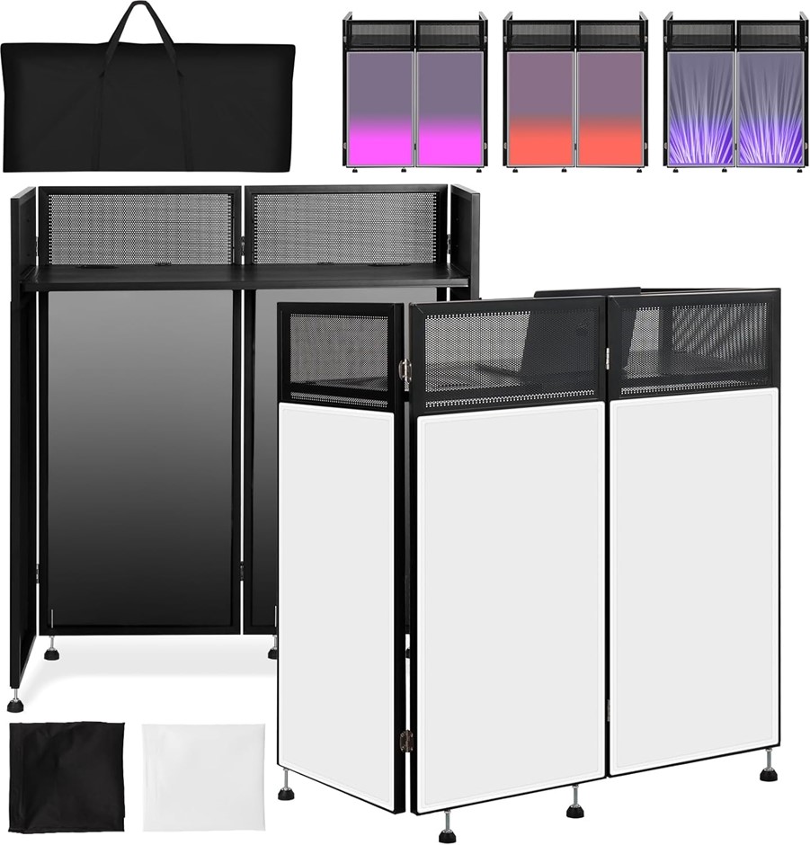 KELIXU DJ Facade Booth 108cm L x 51cm W x 115cm H, Adjustable DJ Event Faca