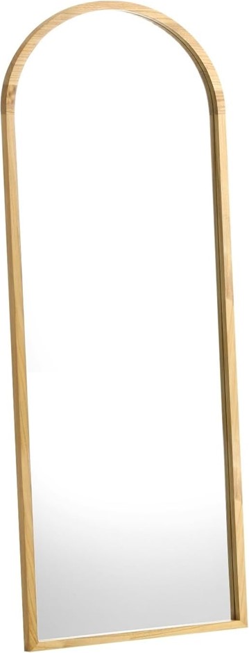OIKITURE Arched Full Length Mirror, Wooden, 166 x 60 cm, Natural. NB: Sligh