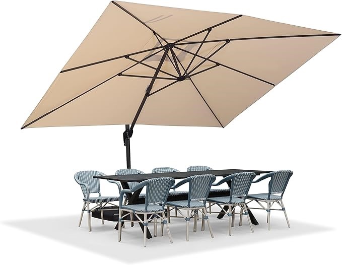 GENERIC Purple Leaf Large Patio Cantilever Umbrella with Crank Handle and T