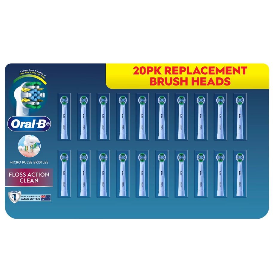 Pack of 20pc ORAL-B Replacement Brush Heads. N.B: Damaged pckaging & 1 x br