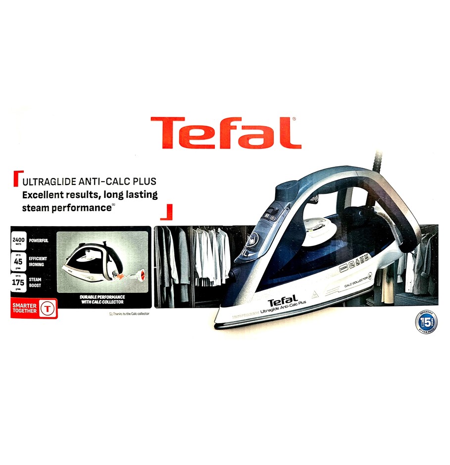 TEFAL Ultra Glide Anti-Calc Plus Iron, Model: FV5878Z0. NB: used.