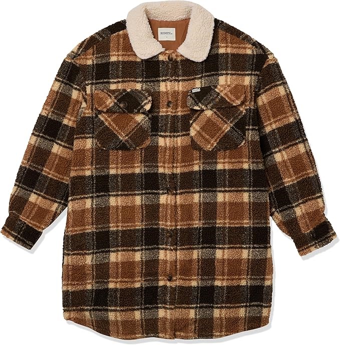 Riders By Lee Women's Teddy Sherpa Coat, Caramel Check, 10