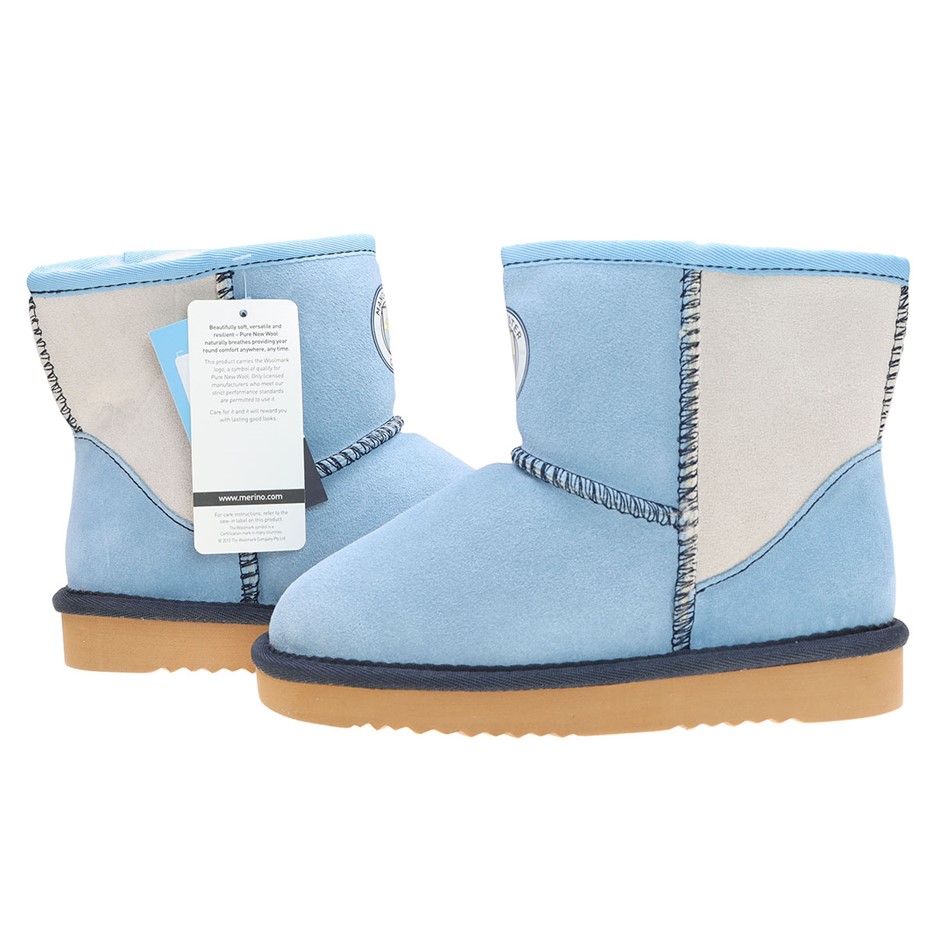 6 x TEAM KICKS Kids Ugg Boots, Size Y1/ 13.5UK, Manchester City FC.