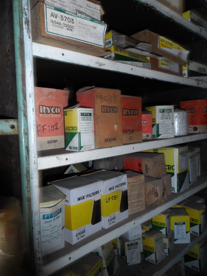 Contents of 1 x Bay of Assorted Filters (Shelving Not Included)