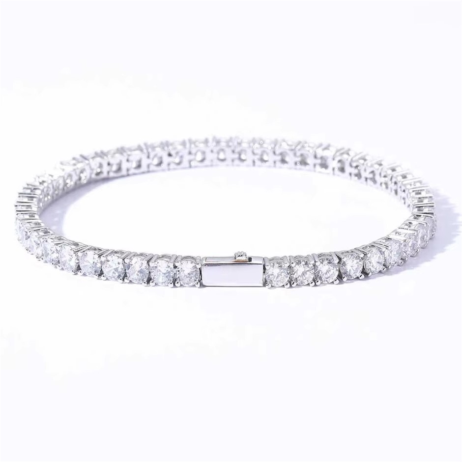 Silver-Filled 3mm Tennis Bracelet with Simulated Diamonds - 20.3cm