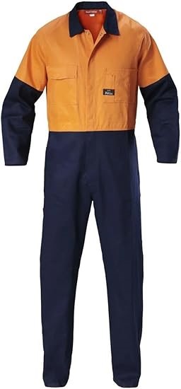 HARD YAKKA Men's Foundations Hi-Visibility Two Tone Cotton Drill Coverall,
