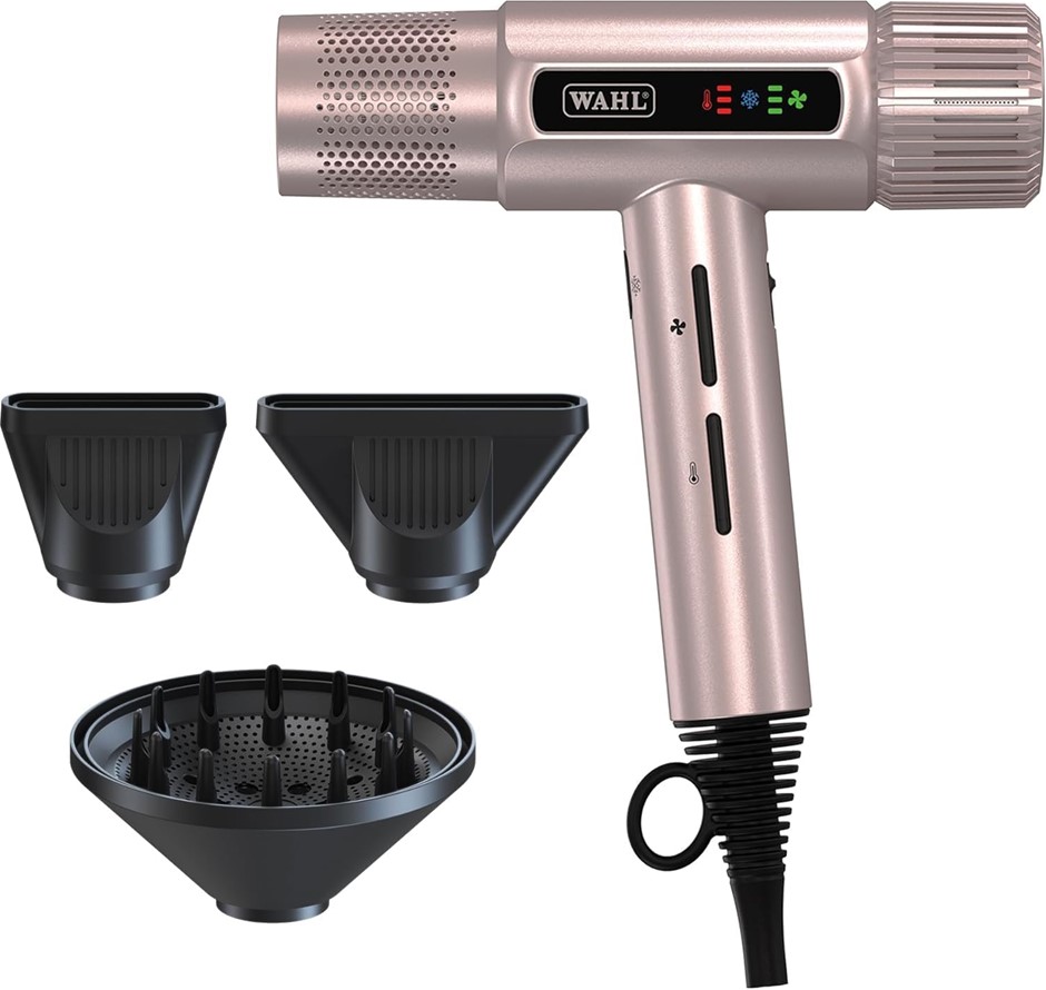 WAHL Vanquish T-Shaped Hair Dryer with Brushless Motor, Rose Gold.