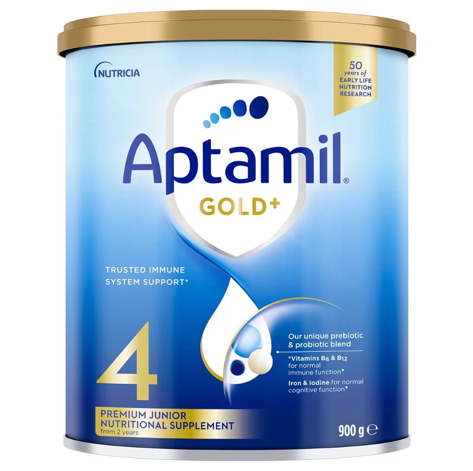 2 x APTAMIL Gold+ Stage 4 Toddler Formula For 2 Years+, 900g. N.B: Dented t