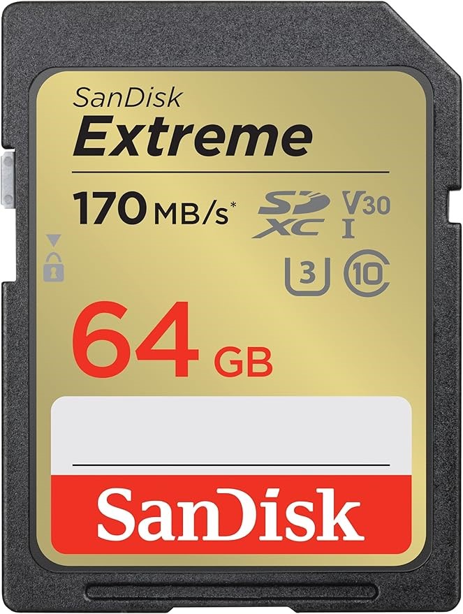 SanDisk 64GB Extreme SDXC UHS-I Memory Card - C10, U3, V30, 4K, UHD, SD Car