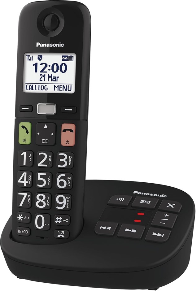 PANASONIC Digital Cordless Phone with Answering Machine, Large Buttons, Hea