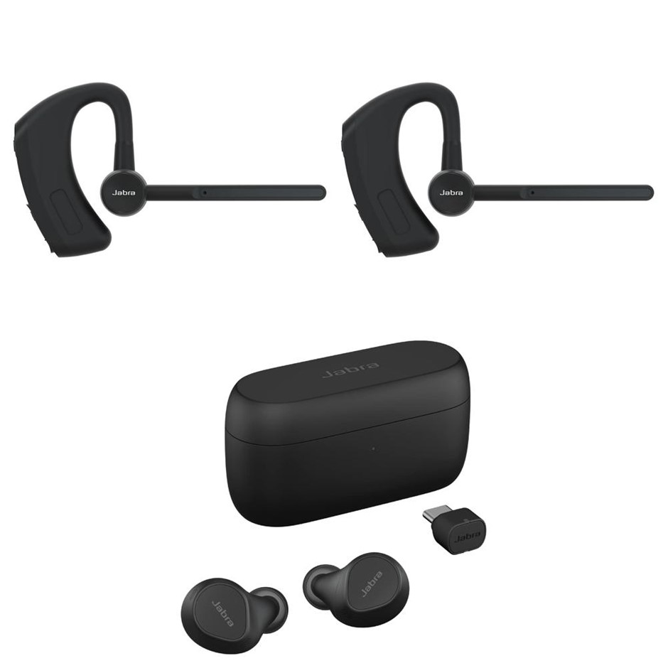 3 x JABRA Wireless Earbuds. 2 x JABRA Perform 45 Wireless Headset. 1 x JABR