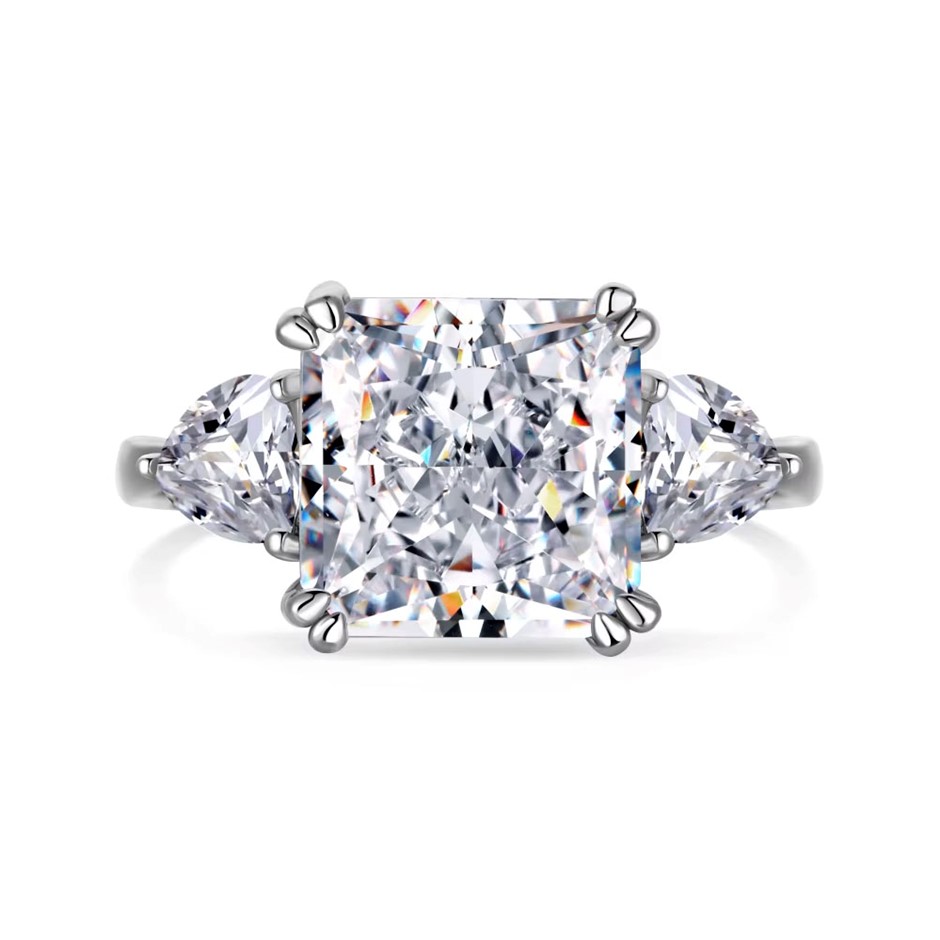 5ct Square Cut Simulated Diamond 925 Sterling Silver Ring - Size 7