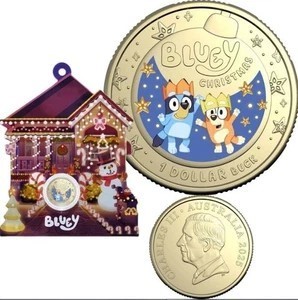 2025 Australia $1 Bluey Christmas Coloured Unc Coin