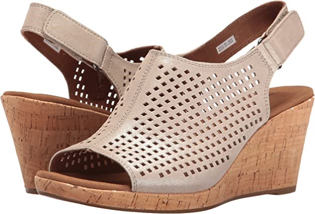 ROCKPORT Women's Briah Perf Sling Shoes, Size US 5 M / UK 2.5, Metallic Kha