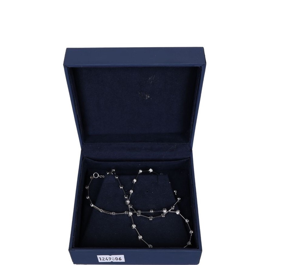 18kt White-Gold & Diamond Line Necklace measuring approximately 17" in leng