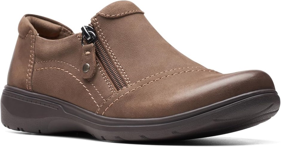 CLARKS Women's Carleigh Ray Oxford Shoe, Size US12M/UK9.5/EU44, Taupe Nubuc