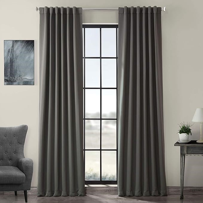 HALF PRICE DRAPES Blackout Curtain, Anthracite Grey, 50 x 84.
