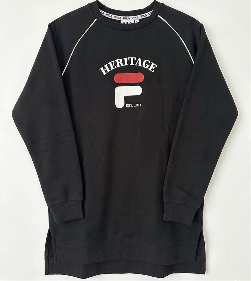 FILA Lee Tunic Crew, Size M, 60% Cotton, Black (001), 164356.