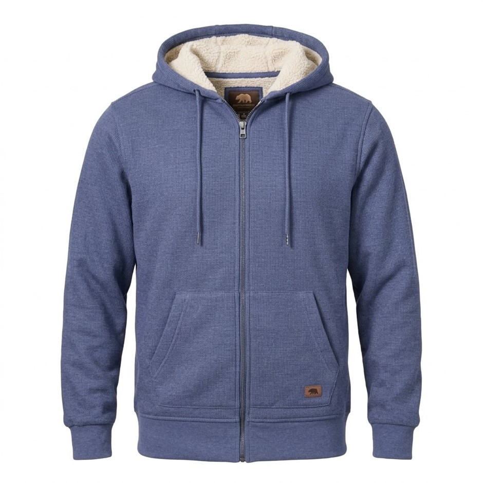 FREEDOM FOUNDRY Men's Zip Hoodie, Size L, Mid Blue.