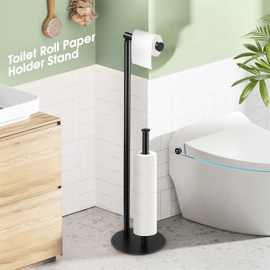 Free Standing Toilet Paper Holder Bathroom Organiser Spare Tissue Roll Stor