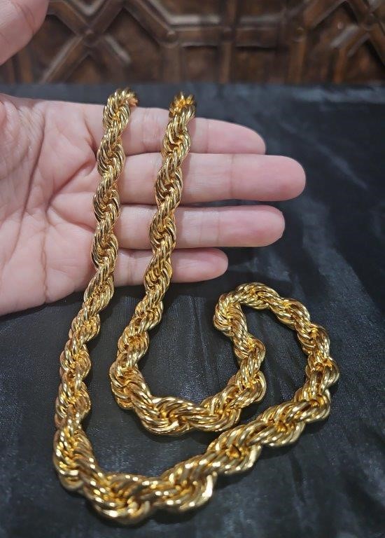 22K Italy Stamped Yellow Gold Filled Rope Chain-Quality Guarantee-70cm
