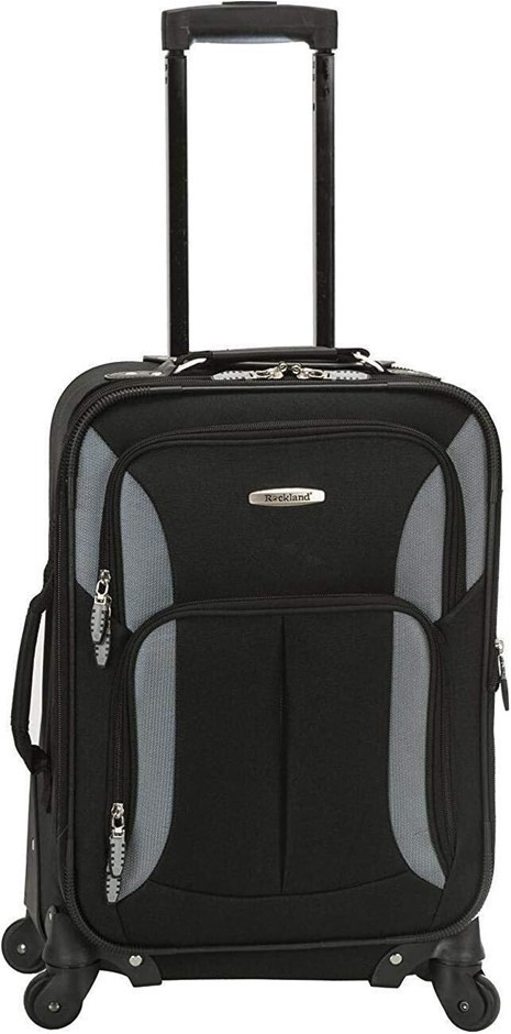 ROCKLAND Pasadena Softside Spinner Wheel Luggage, Black/Gray, Carry-On 20-I