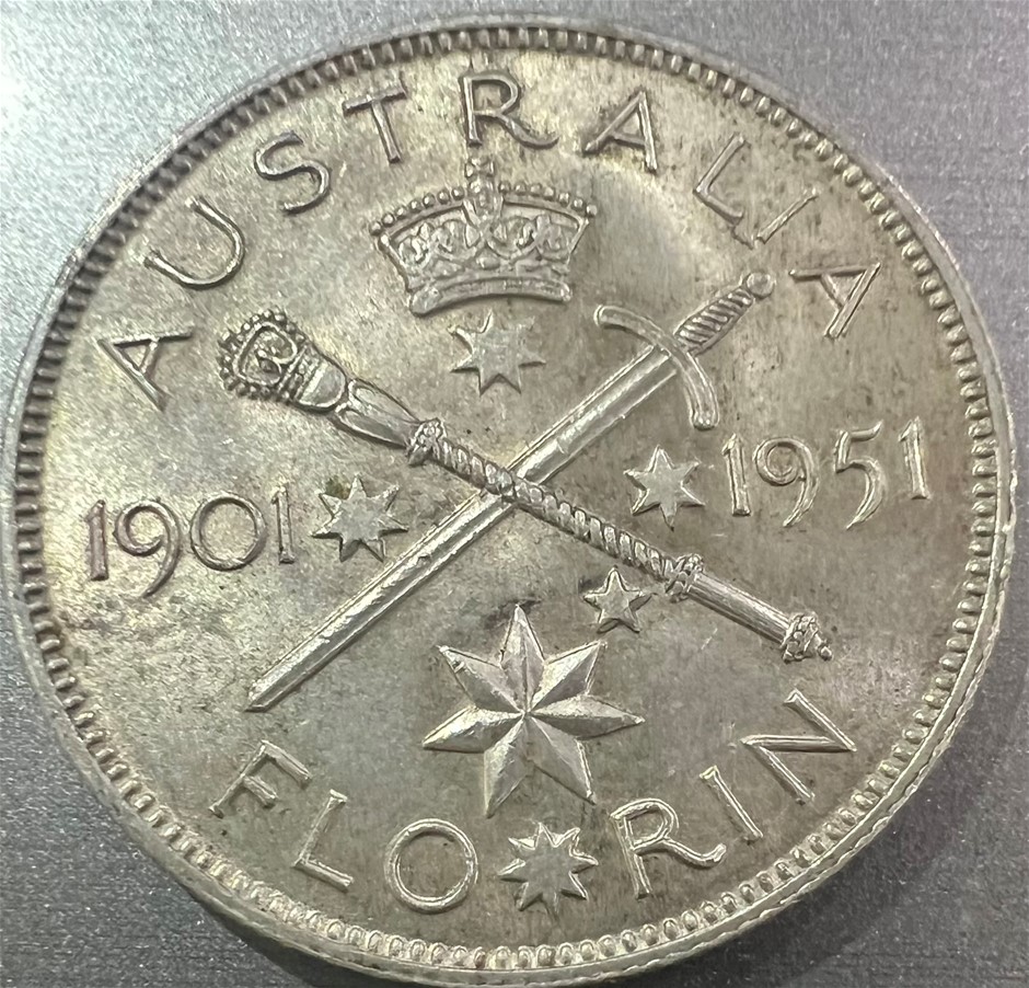 1951 Australia Pre decimal Silver Florin Scarce