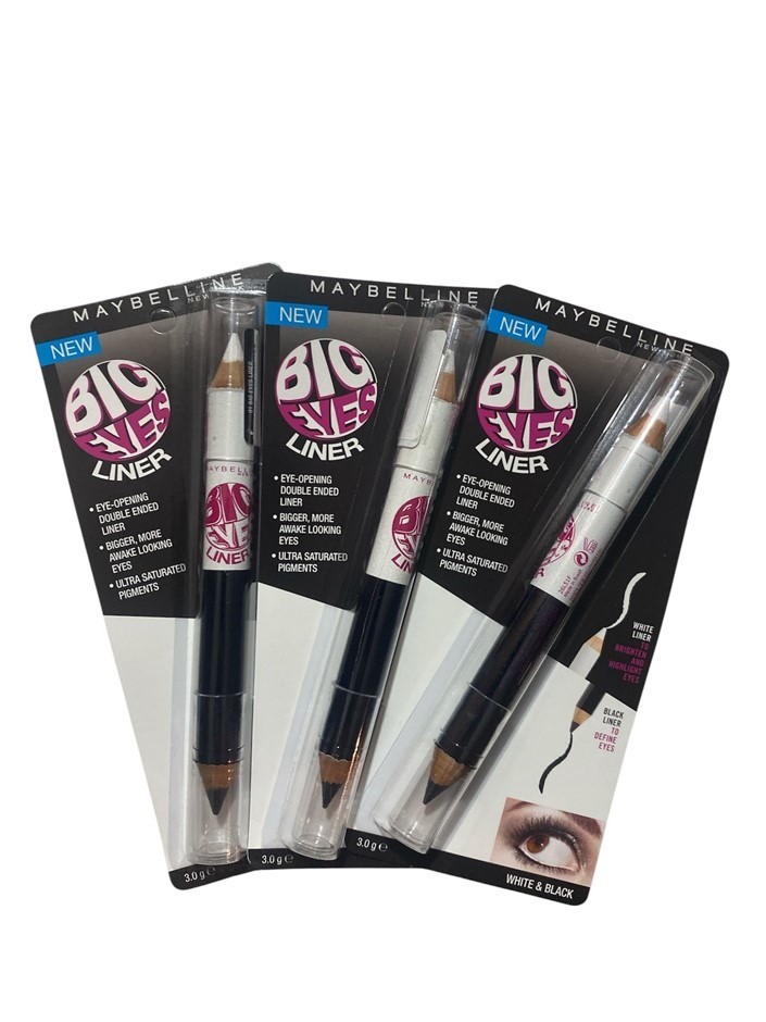 3x MAYBELLINE Big Eyes White & Black Eyeliner