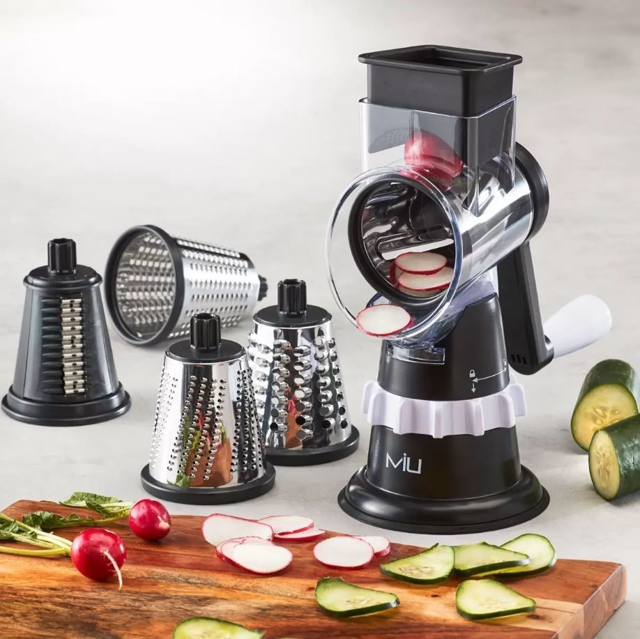 MIU Rotary Food Grater w/ 5-Piece Stainless Steel Drums. NB: Minor use, 1 x