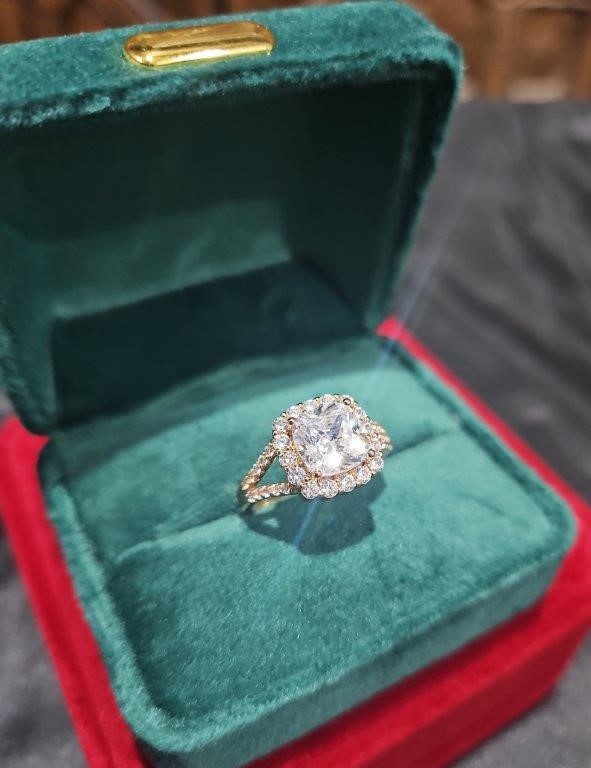 18K/Italy 2.5ct princess Cut Yellow Gold Filled Ring(stamped)Warranty