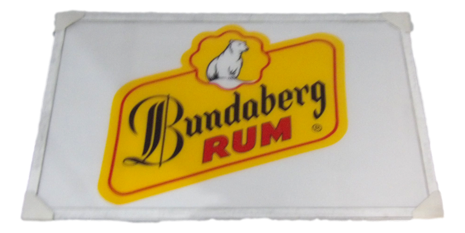 Sydney P/Up ONLY - Framed Bundaberg Rum on White (R) Flag 94x129cm