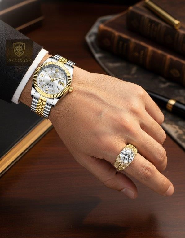 BULK – Moissanite Ring & Men's Watch Gift Set (With Box)-Jewelzmerchants