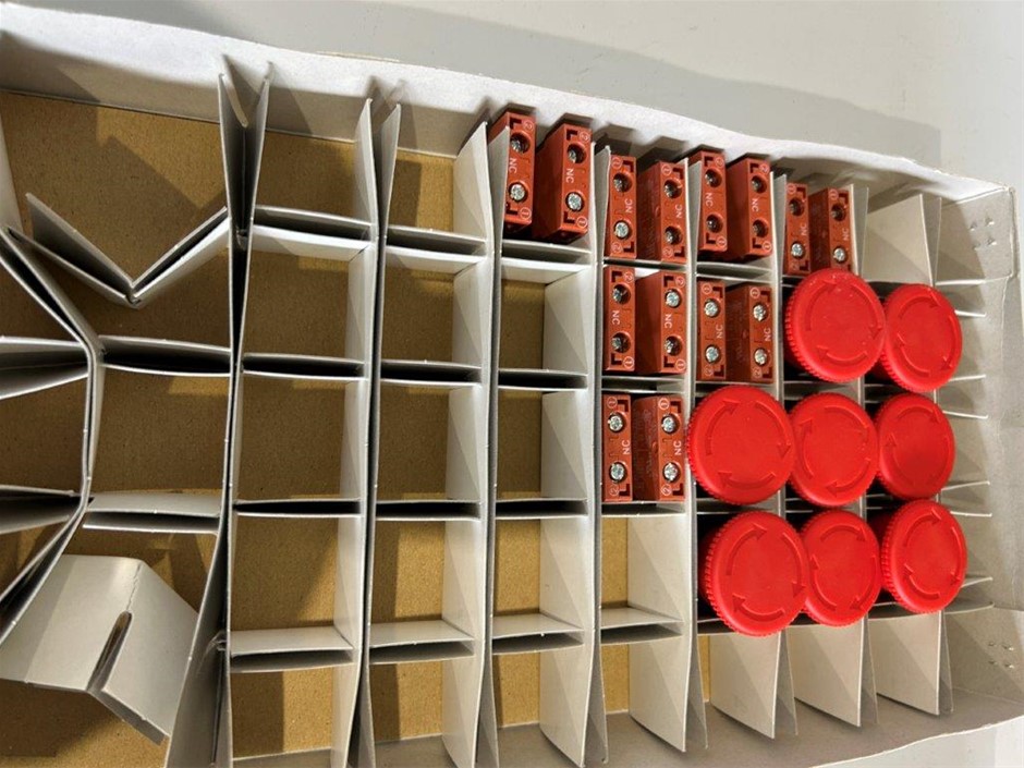 8 x OMRON E-Stop Buttons including 2 Pole Switch Mechanism